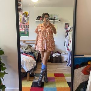 retro floral button down